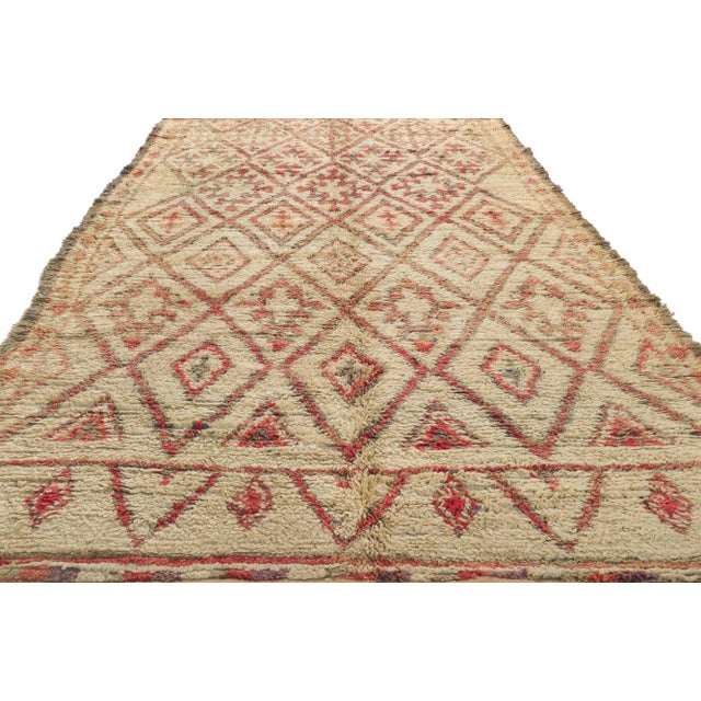 Berber Tribes of Morocco Late 20th Century Vintage Moroccan Beni Ourain Rug, 06'05 X 10'06 For Sale - Image 4 of 11