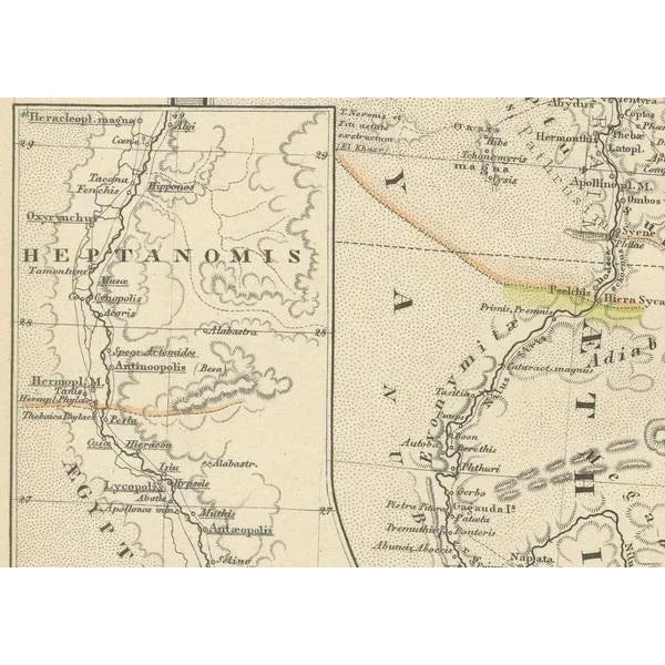 This map, titled "arabia, aethiopia, aegyptus," illustrates the regions of ancient arabia, ethiopia, and egypt. Features...