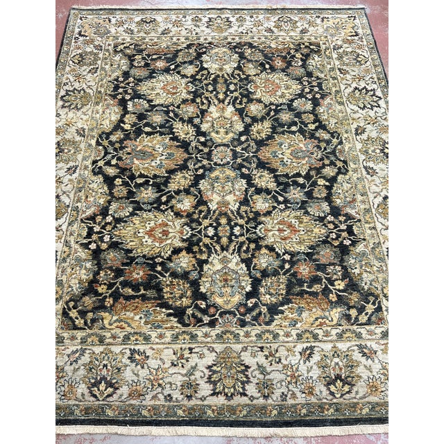 1980s Indo Agrah Hand Knotted Wool Rug 7’9” X 10’1” For Sale - Image 5 of 7