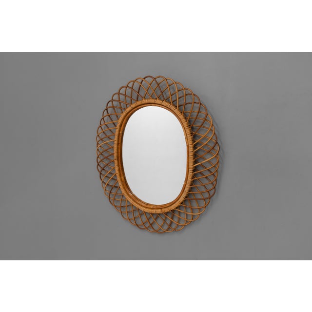 Bamboo and Rattan wall mirror by Franco Albini. Italy circa 1960. This piece is attributed to the mentioned...