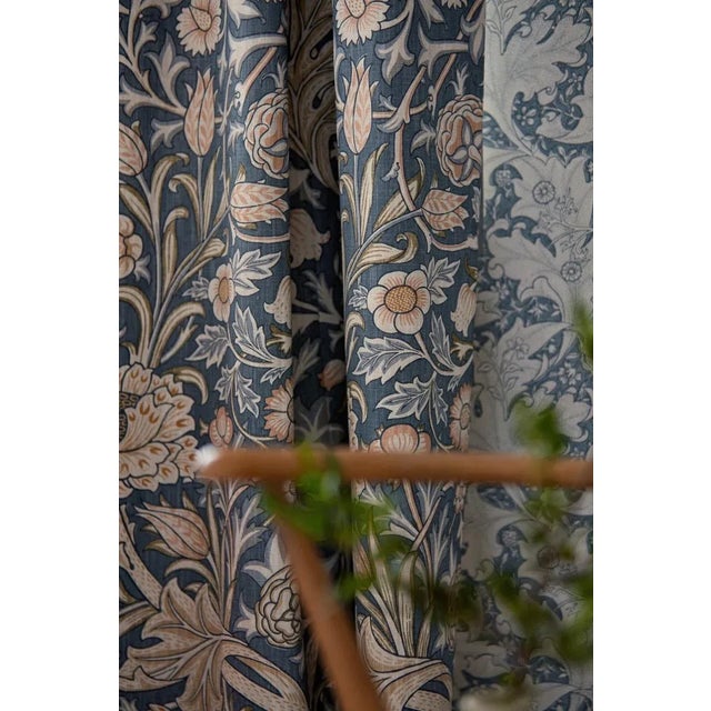 English Morris & Co Trent Fabric in Woad Blue - a Sample For Sale - Image 3 of 4