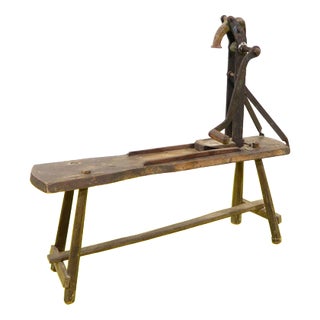 Wood and Metal Workbench with Lever and Spout For Sale