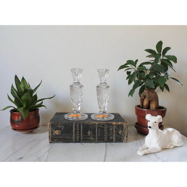 Vintage Italian Crystal Taper Candle Holders For Sale - Image 4 of 11