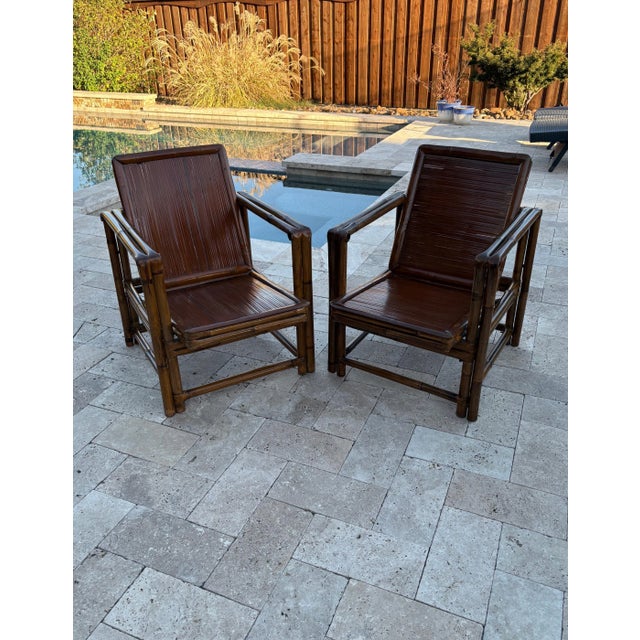 Early 19th Century Early 20th Century Antique Chinese Qing Dynasty Ningbo Bamboo Lounge Chairs, a Pair For Sale - Image 5 of 11