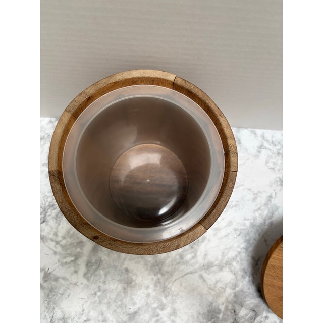 Taupe Vintage Midcentury Scandinavian Wood Ice Bucket For Sale - Image 8 of 12