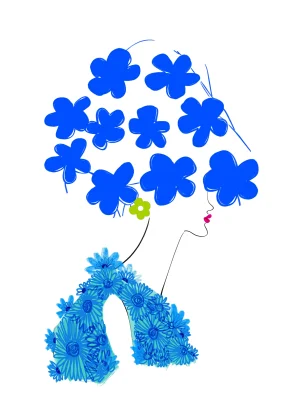 Blue Fleurs Chapeau Print by Annie Naranian