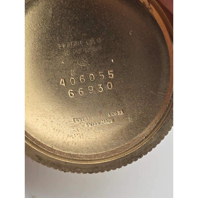 Rare Vintage Ornate "Ernest Borel" 17 Jewel Gold Plated Pendant Watch Works For Sale - Image 14 of 16