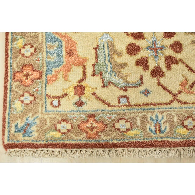 Oushak Rug 8'11'' X 11'9'' Red Wool/Viscose Hand-Knotted Oriental Carpet For Sale - Image 10 of 12