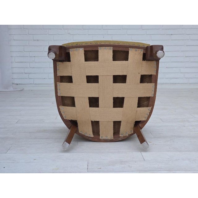 Danish Children's Armchair in Light Green Furniture Velour and Oak, 1950s For Sale - Image 10 of 17