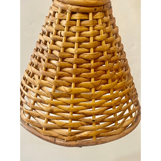 Wood French Bamboo & Rattan Double Light Table Lamp For Sale - Image 7 of 16