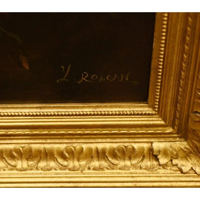 Gorgeous Regency style oil painting of a trio of cute cherubs The cherubs are surrounded by the vivid and bright floral...