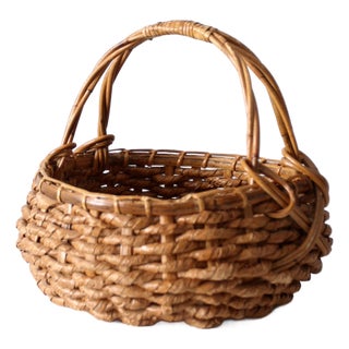 Vintage Coil Basket With Handle For Sale