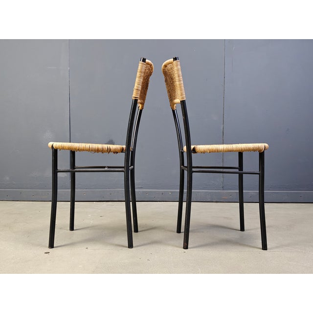 Mid-Century Modern Vintage Wicker Dining Chairs, 1980s, Set of 4 For Sale - Image 3 of 7