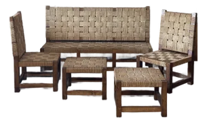 Rope & Oak Lounge Set, in the Style of Jourdain