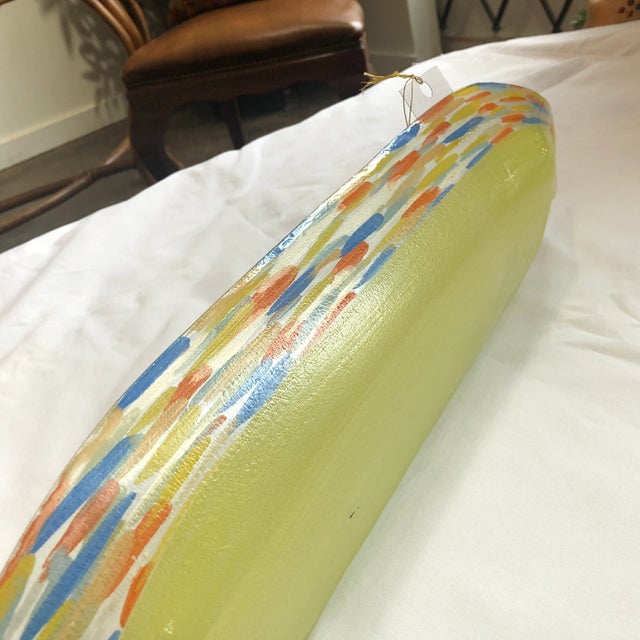 1990s Contemporary Lime and Multi-Colored Boat-Shaped Art Glass Dish For Sale - Image 9 of 10