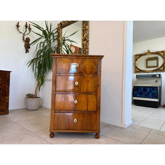 Biedermeier Week Chest in Walnut For Sale - Image 3 of 12