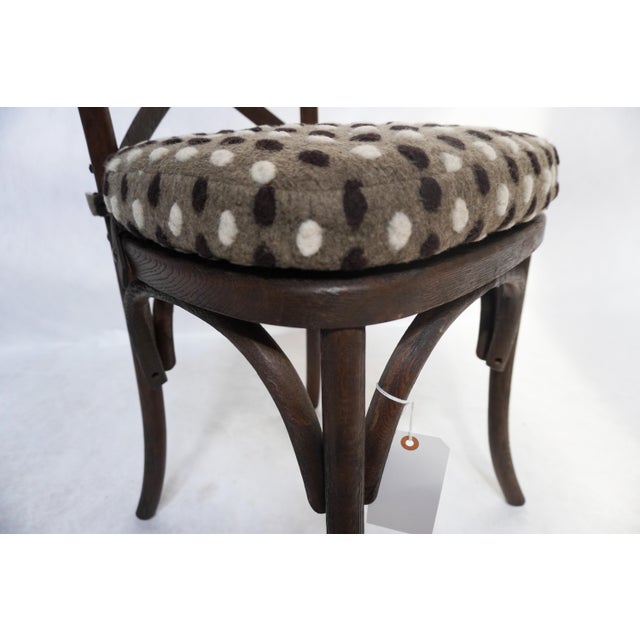Bent Wood Cross Back Dining Chair With Caned Seat and Cushion For Sale - Image 10 of 11