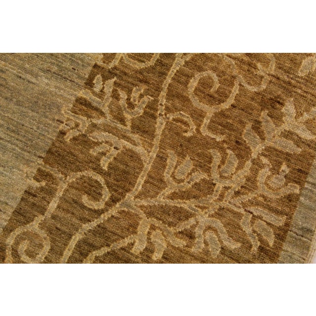 1980s Bohemian Ziegler Green Brown Hand-Knotted Wool Rug - 8'11'' X 11'10'' For Sale - Image 4 of 8