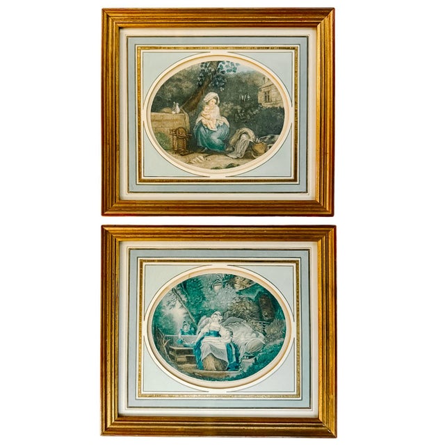 Pair of Early 20th Century Louis XVI Style French Stipple Engravings Reproduction For Sale In San Diego - Image 6 of 6