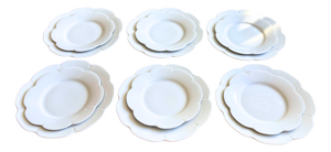 Nymphéa White Porcelain Scalloped Dinner and Dessert Plates from Royal Limoges, 1990s, Set of 12