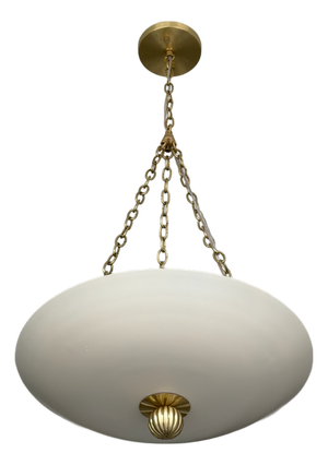 Matte Cream Pendant Light With Brushed Brass Finish