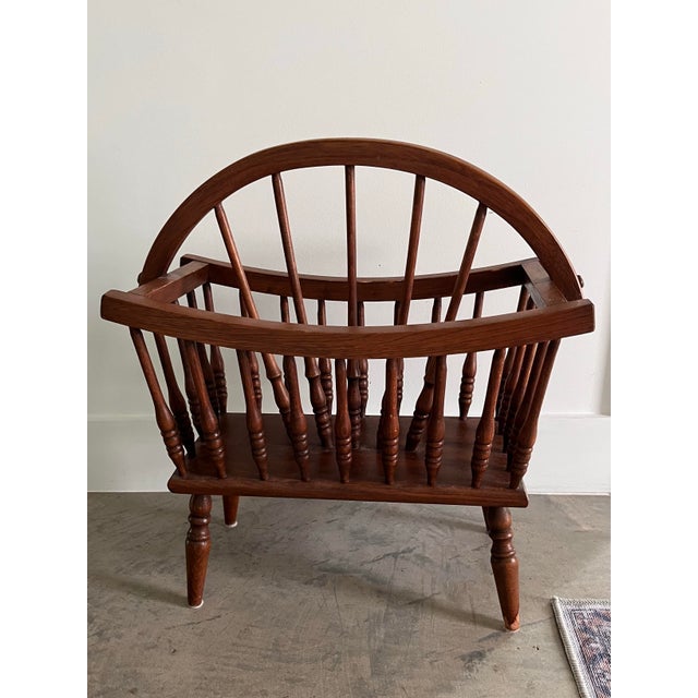 Mid 20th Century Mid 20th Century Canterbury Style Oak Magazine Rack/Newspaper Stand For Sale - Image 5 of 5