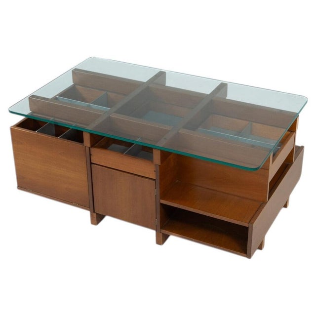 Mid-Century Modern Coffee Table with Wood and Glass Compartments, Italy, 1970s For Sale - Image 14 of 14