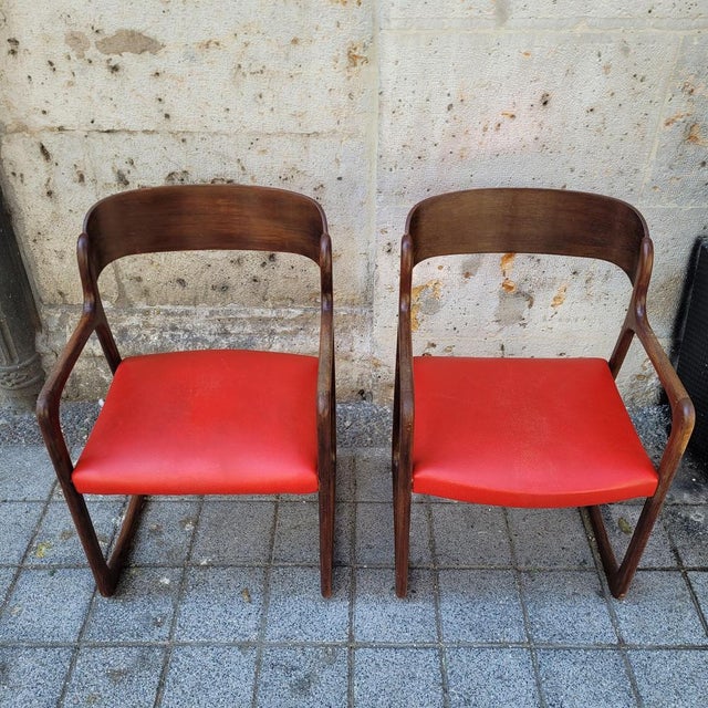 Mid-Century Wooden Traineau Chairs from Baumann, France, 1960s, Set of 2 For Sale - Image 14 of 18