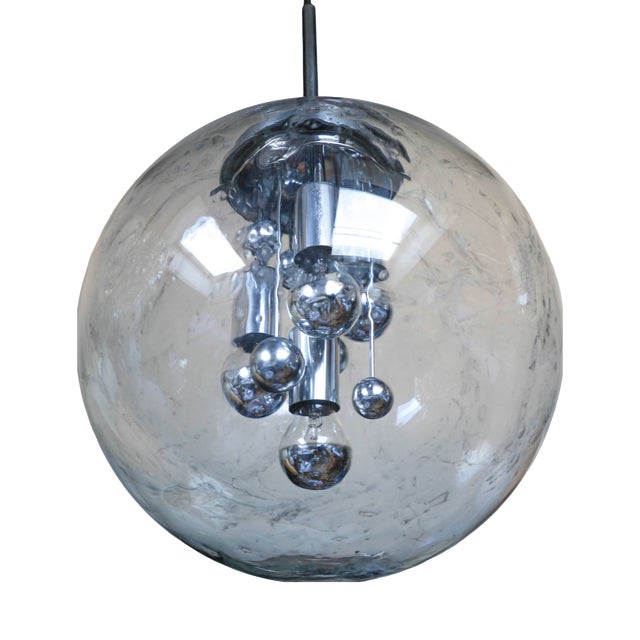 Vintage Smoked Glass Bubble Globe Pendant Light from Doria Leuchten, 1970s For Sale