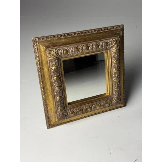 Vintage Gold-Colored Square Mirror For Sale - Image 11 of 16