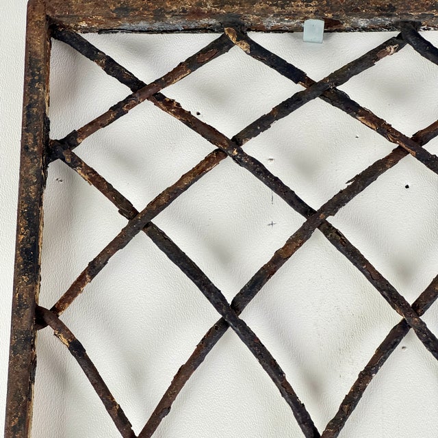 Brown Early 20th Century Architectural Salvage New York City Metal Window Grate in Multi Design Bent Wires For Sale - Image 8 of 15