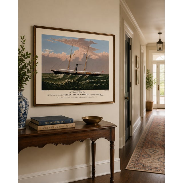 Paper Steam Yacht Corsair, Vintage Art Print Reproduction, 24" X 16" For Sale - Image 7 of 11