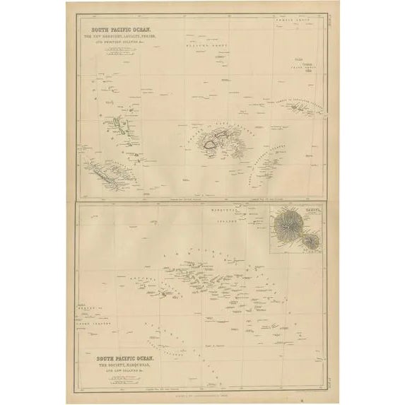 Antique Map of South Pacific Ocean by W. G. Blackie, 1859 For Sale