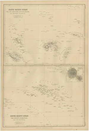Antique Map of South Pacific Ocean by W. G. Blackie, 1859