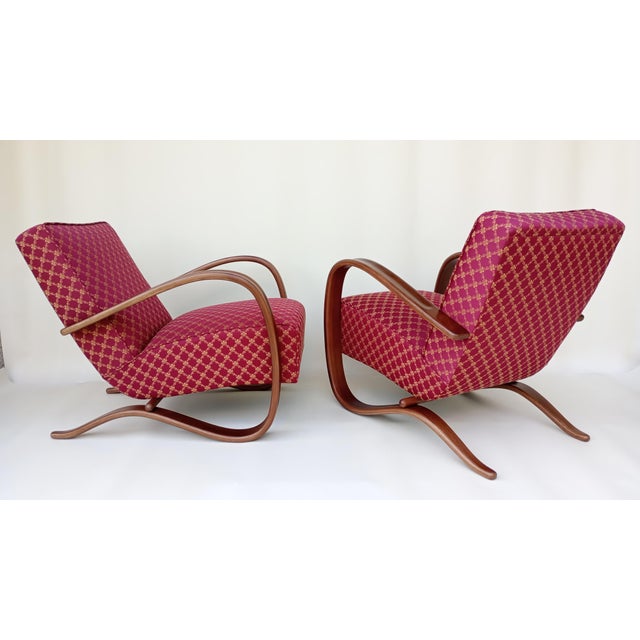 Modern H-269 Lounge Chairs attributed to Jindrich Halabala for Up Zavody, 1930s, Set of 2 For Sale - Image 3 of 13