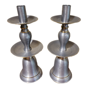 Pair of Vintage Stainless Steel Candlesticks