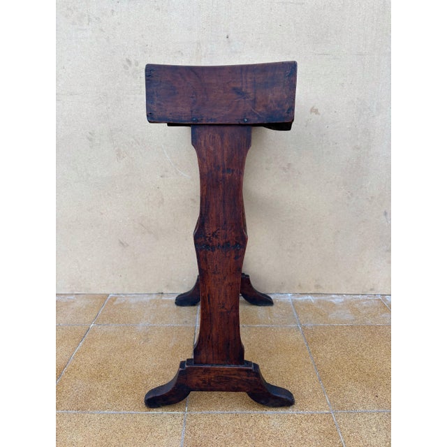 Chestnut Spanish Rustic Chestnut Side Table with Drawer, 20th Century For Sale - Image 8 of 9