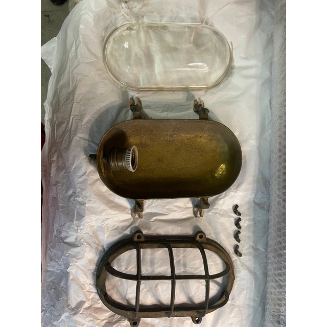 Goldenrod Brass Garden Nautical Sconces, 1940s, Set of 5 For Sale - Image 8 of 9