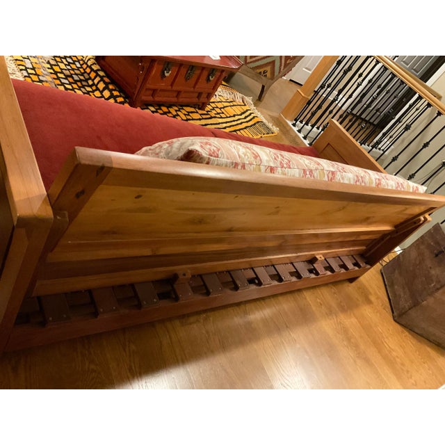 Custom Solid Teak Convertible Sofa Queen With Futon and Back Cushion For Sale - Image 10 of 10