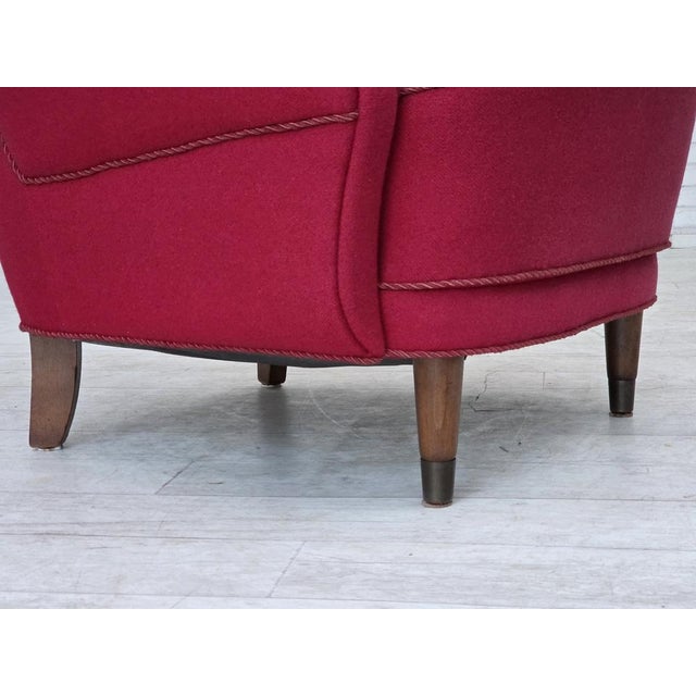 Red Vintage Danish Lounge Chair in Furniture Wool, 1960s For Sale - Image 8 of 18