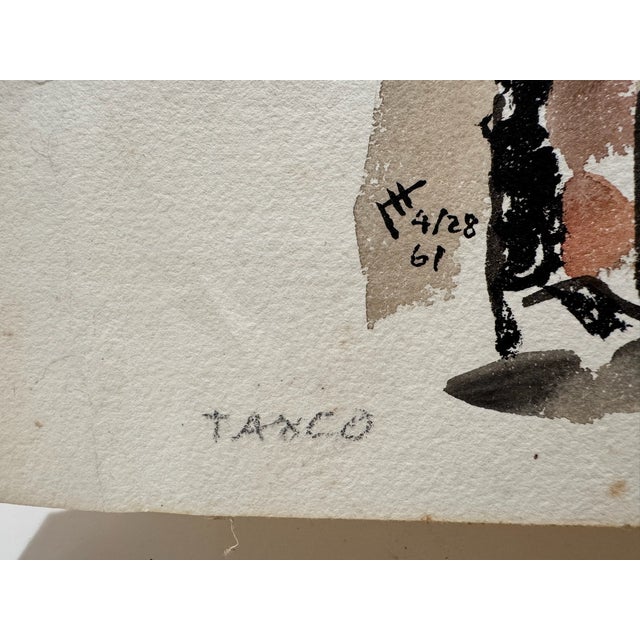 1960s Henry Emil Salloch Original Watercolor on Paper Taxco, Mexico. 1961. For Sale - Image 5 of 7