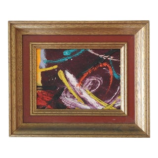 Small Late 20th Century Abstract Burgundy Yellow & Pink Painting For Sale