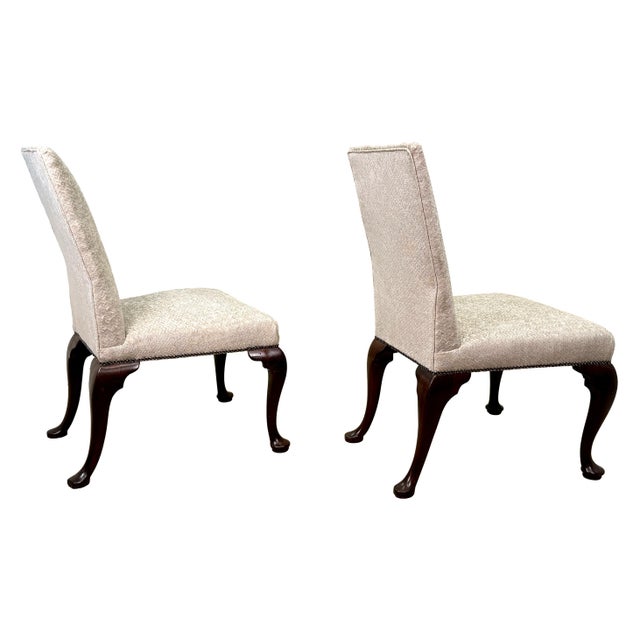 Brown Early 18th Century Georgian Upholstered Walnut Side Chairs, 1720, Set of 2 For Sale - Image 8 of 14
