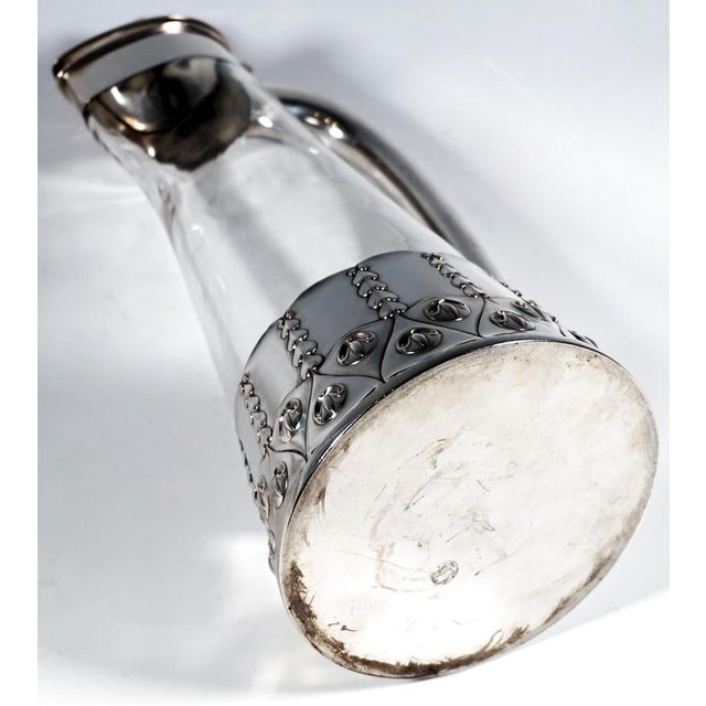 Art Nouveau Carafe Decanter with Silver Mount from VSF Duesseldorf, Germany, 1900s For Sale - Image 6 of 9