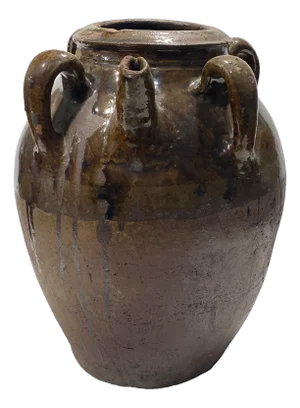 Old Asian Earthenware Pottery Storage Jar 13.5" H