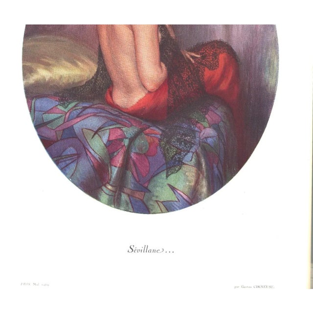 1929 French Art Deco Lithograph-Exotic Nude, For Sale - Image 4 of 4