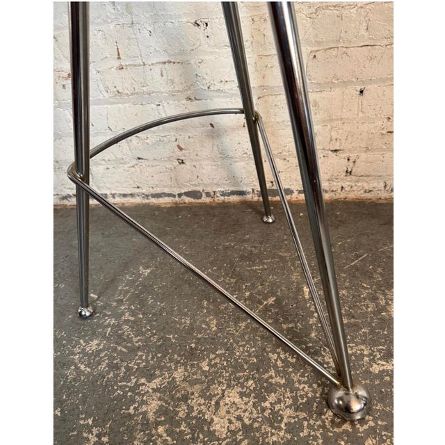 Metal Pair of Vintage Modern Chrome Bar Stools For Sale - Image 7 of 9