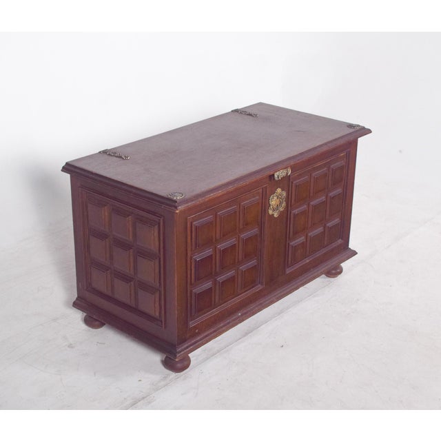 Vintage Portuguese Dark Wood Chest, 1920s For Sale - Image 9 of 11