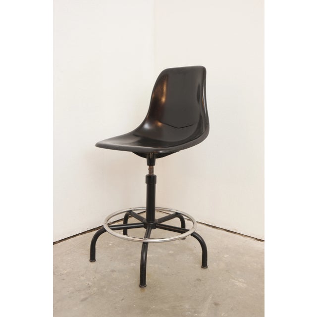 Mid-Century Modern Mid Century Modern Black Fiberglass Stool For Sale - Image 3 of 9