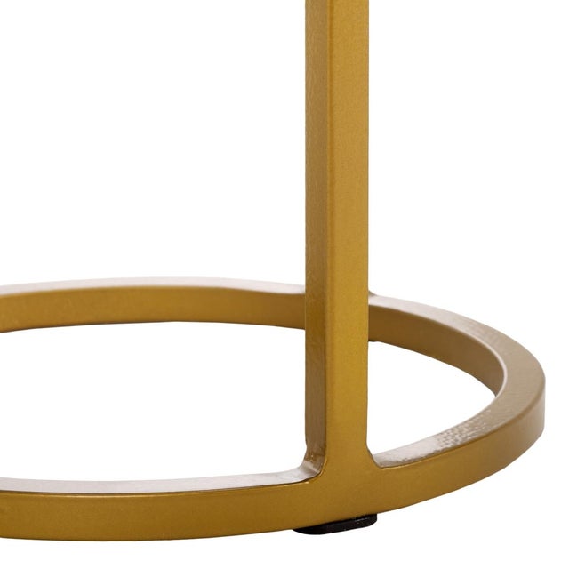 Early 21st Century Hannahmarie Round Stone Drink Table in Gold with White Marble Top For Sale - Image 5 of 8
